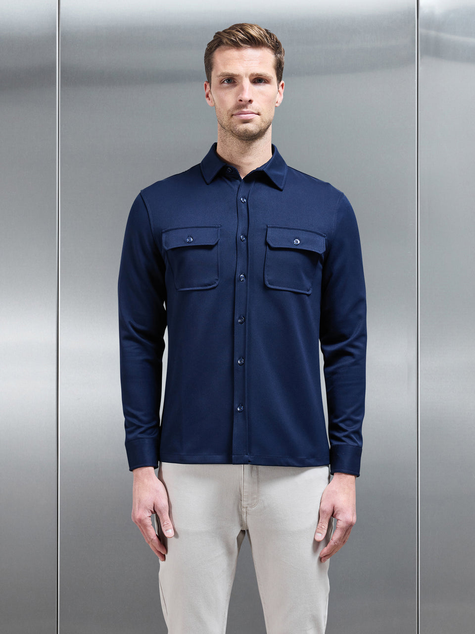 Textured Overshirt in Navy