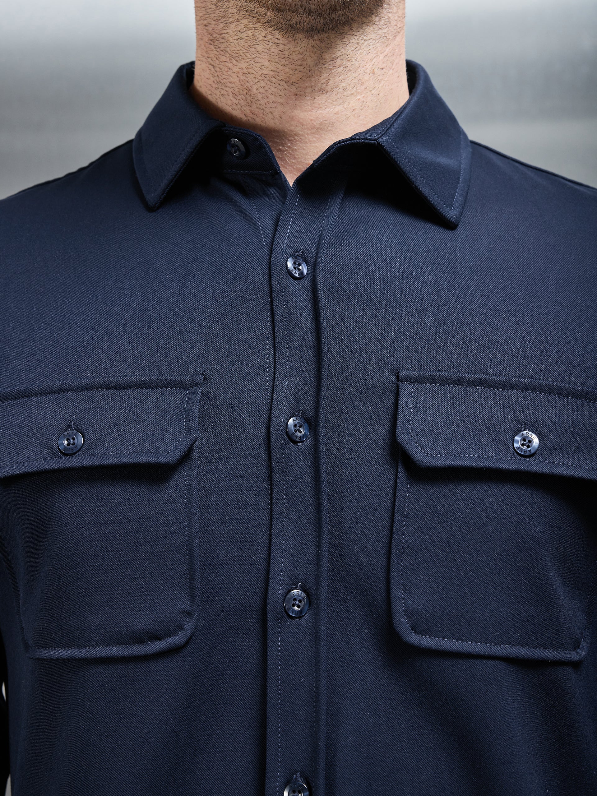 Textured Overshirt in Navy