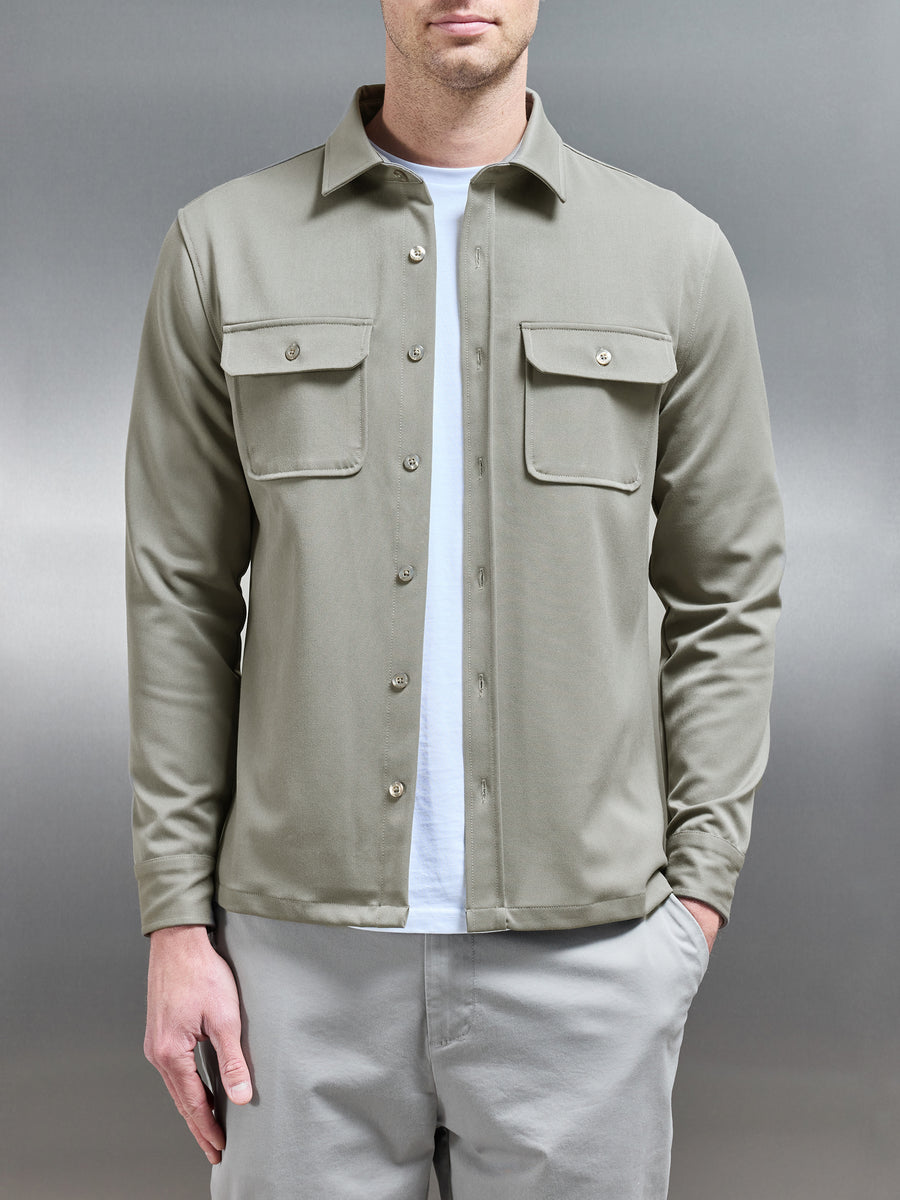 Textured Overshirt in Olive