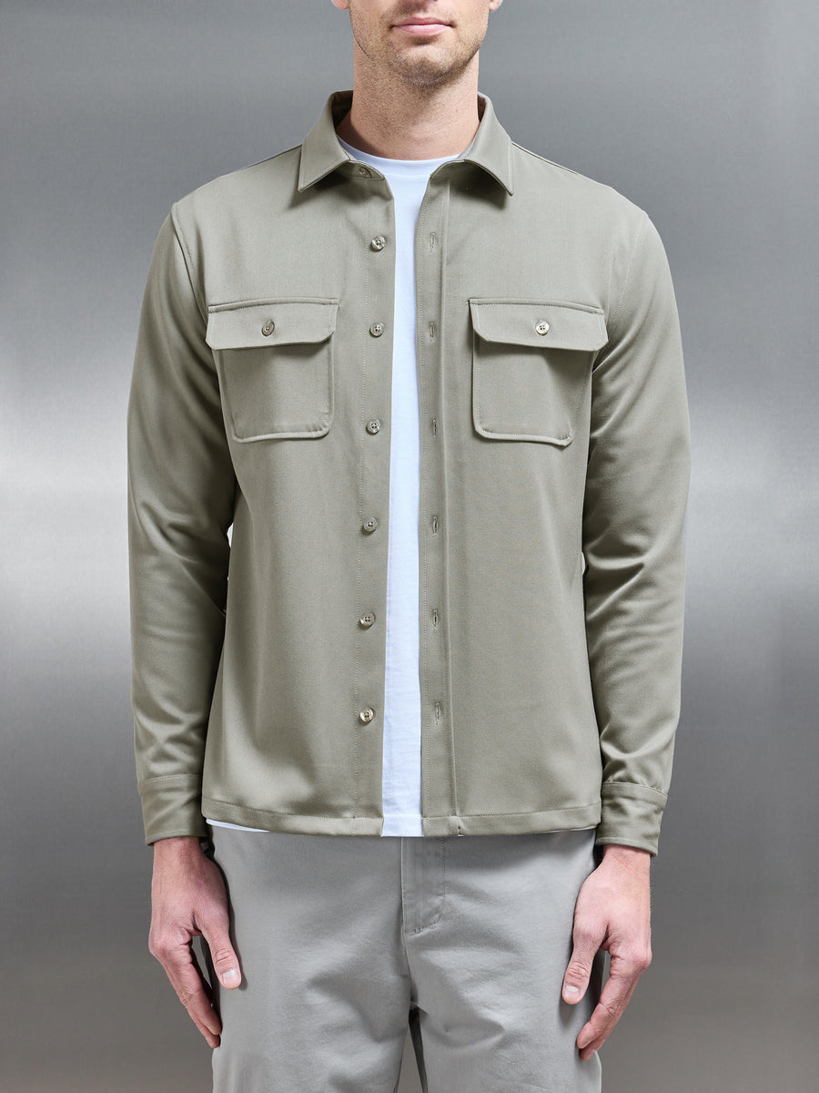 Textured Overshirt in Olive