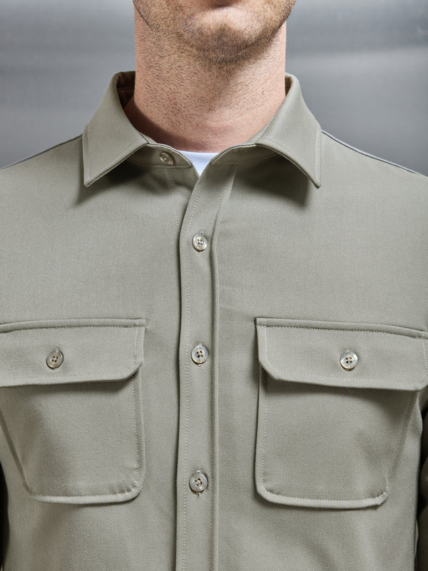 Textured Overshirt in Olive