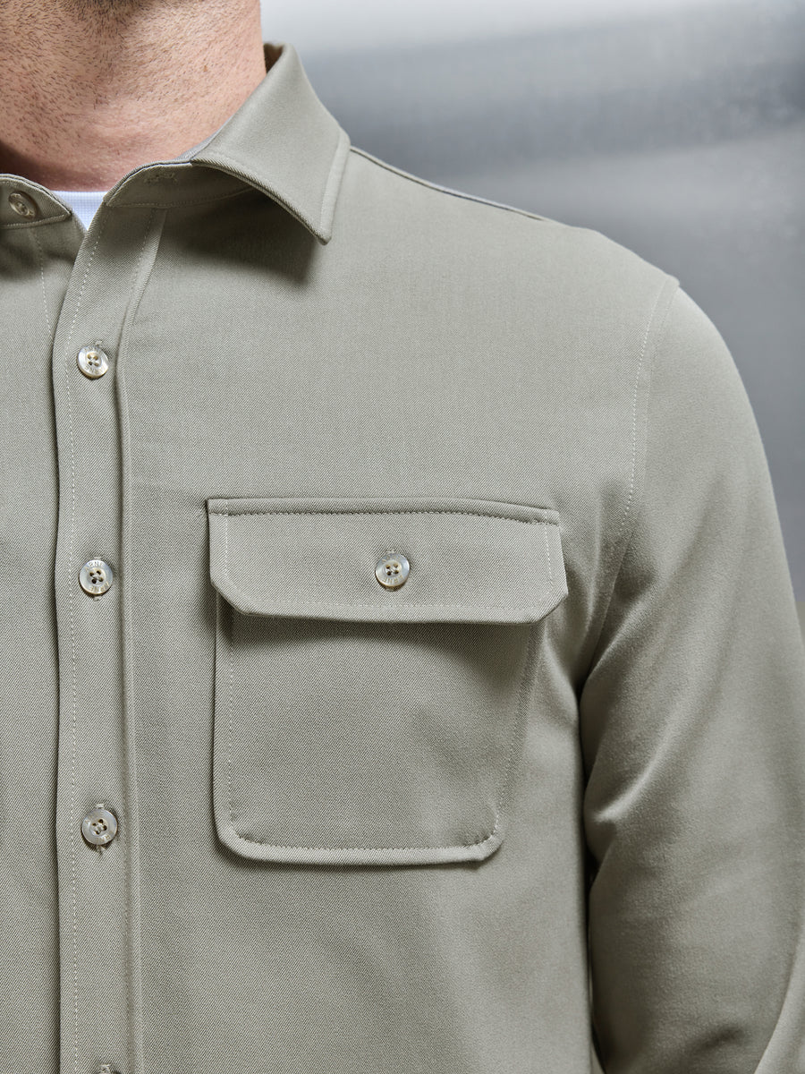 Textured Overshirt in Olive