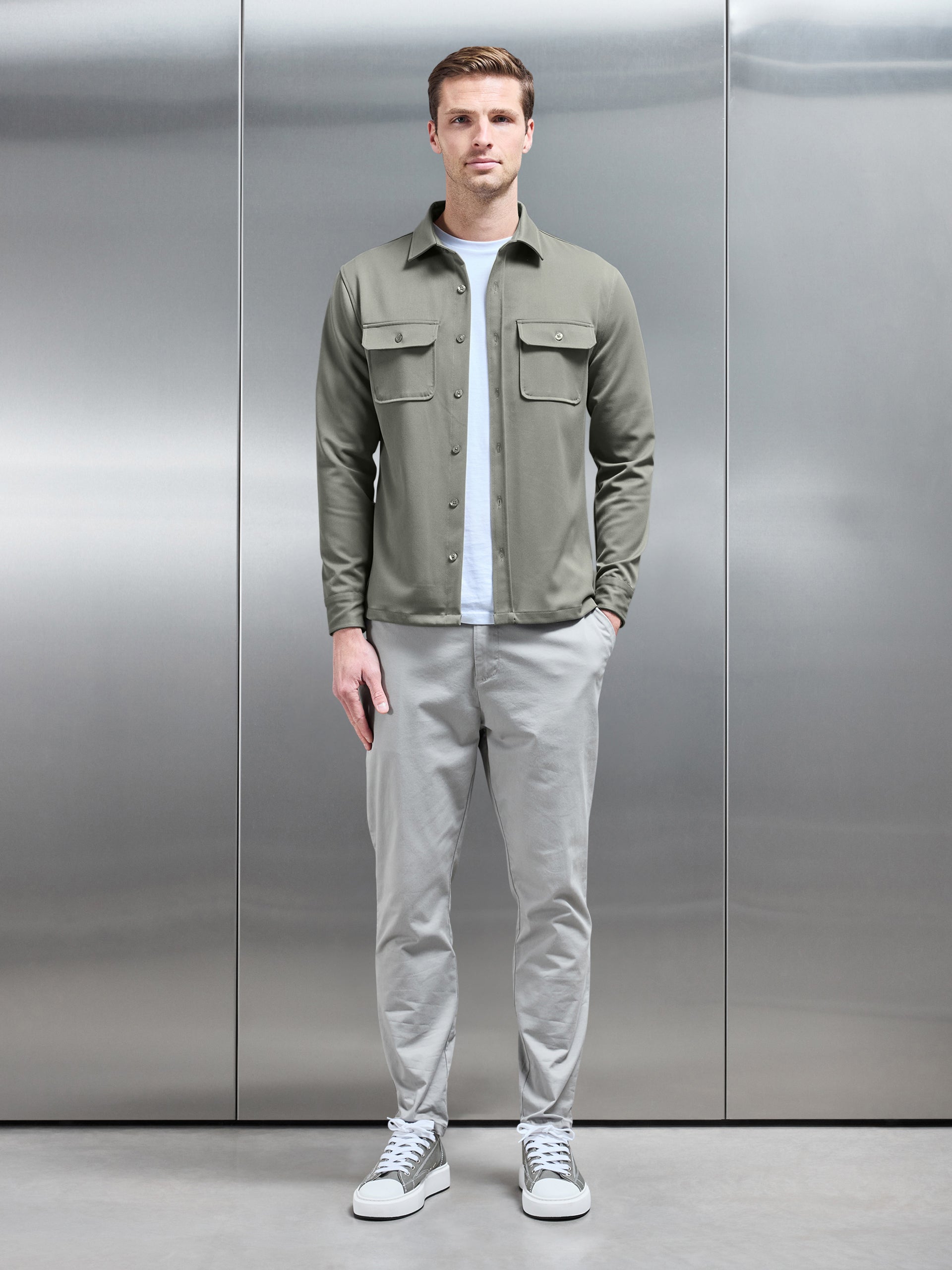 Textured Overshirt in Olive