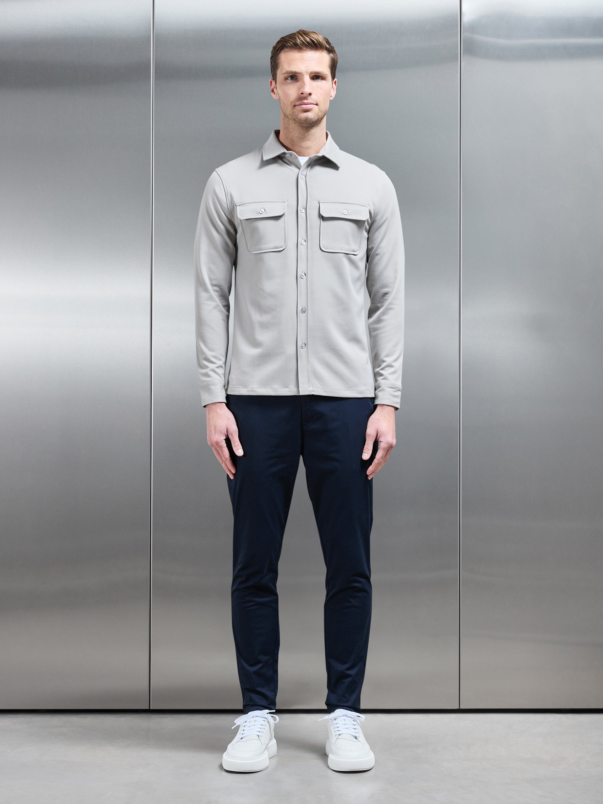 Textured Overshirt in Stone