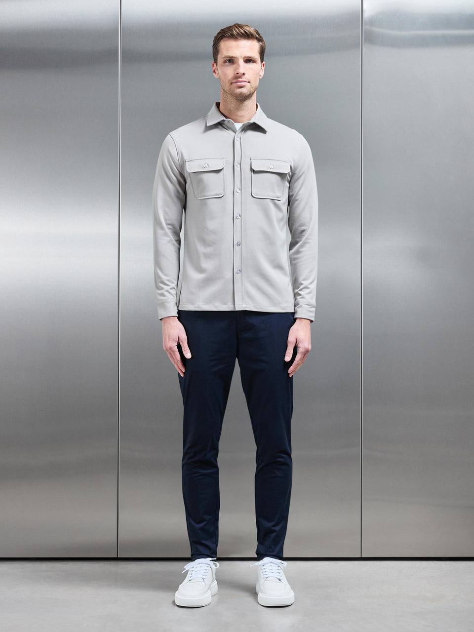 Textured Overshirt in Stone