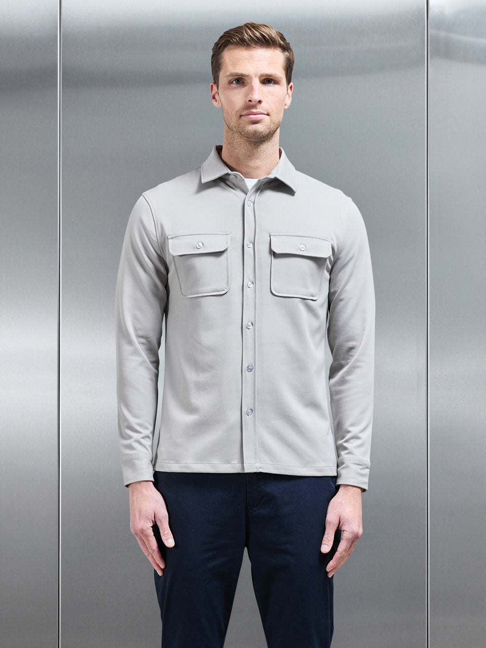 Textured Overshirt in Stone
