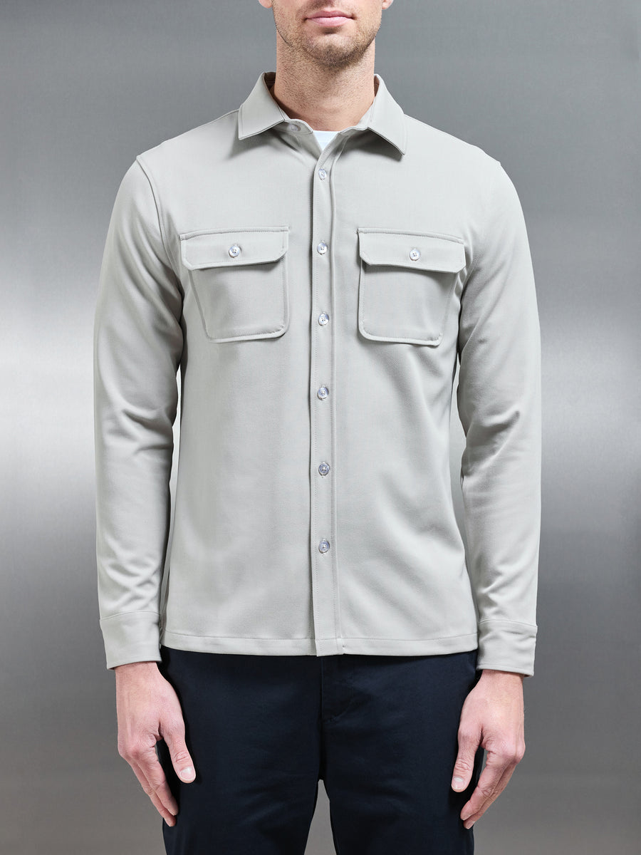 Textured Overshirt in Stone