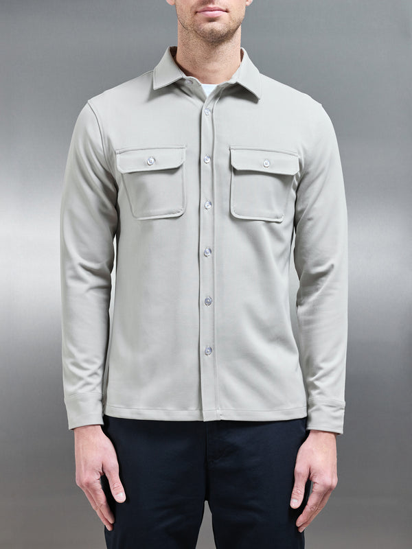 Textured Overshirt in Stone