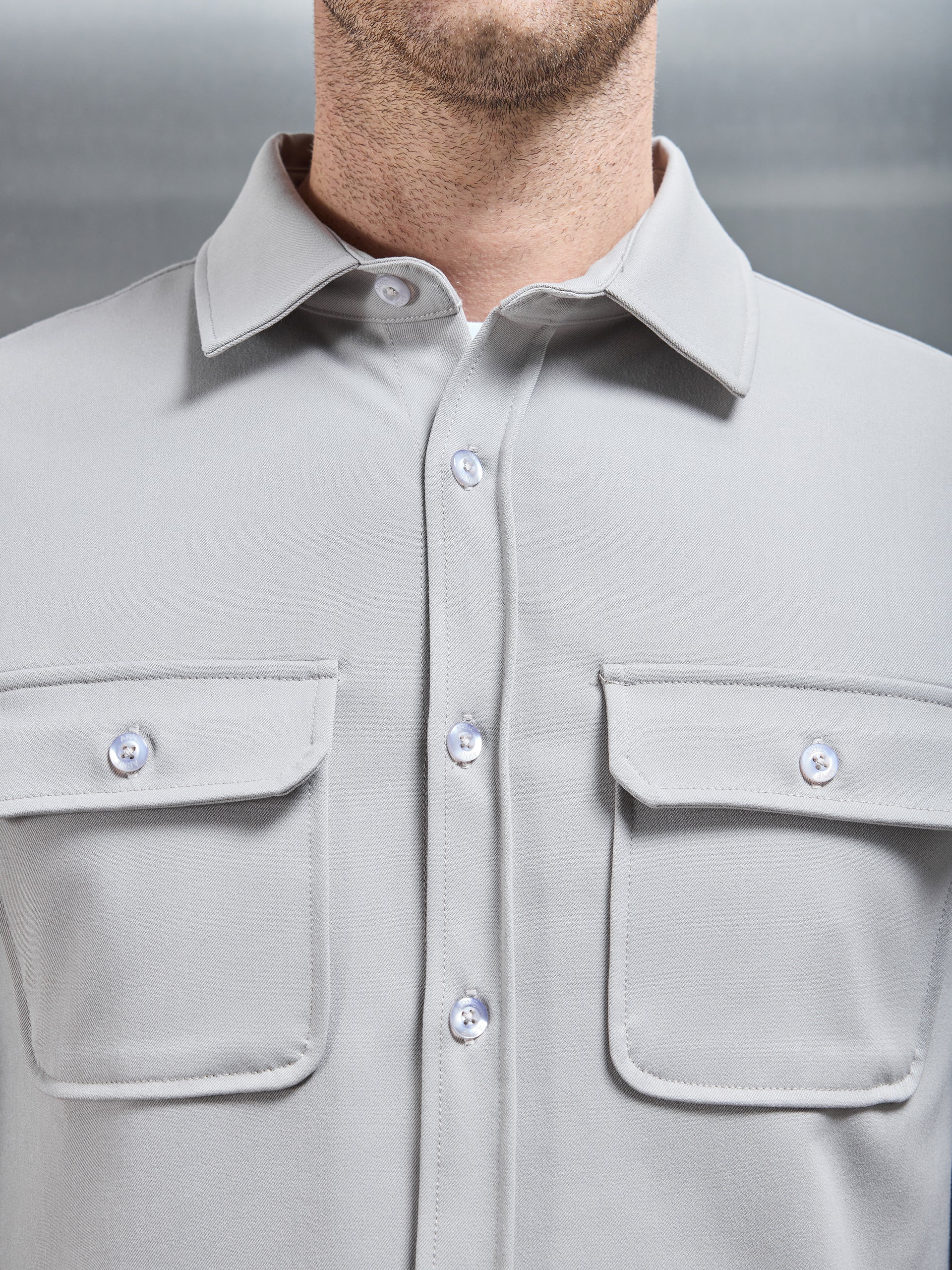 Textured Overshirt in Stone