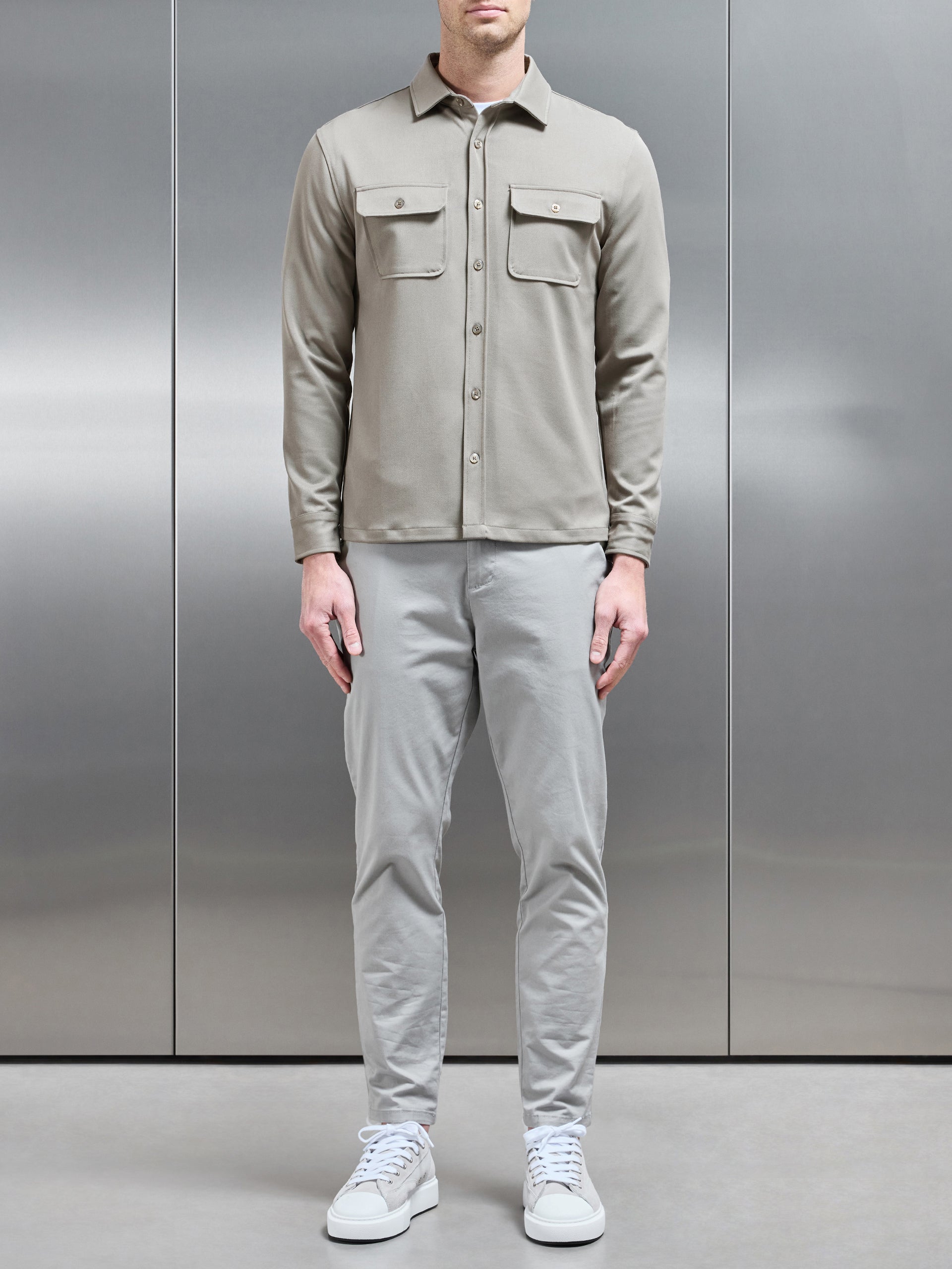 Textured Overshirt in Taupe