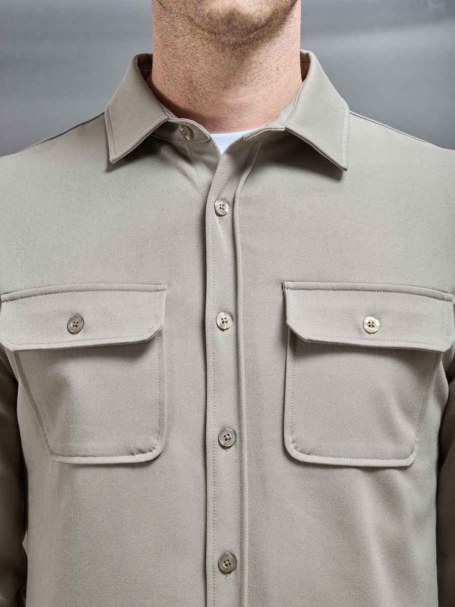 Textured Overshirt in Taupe