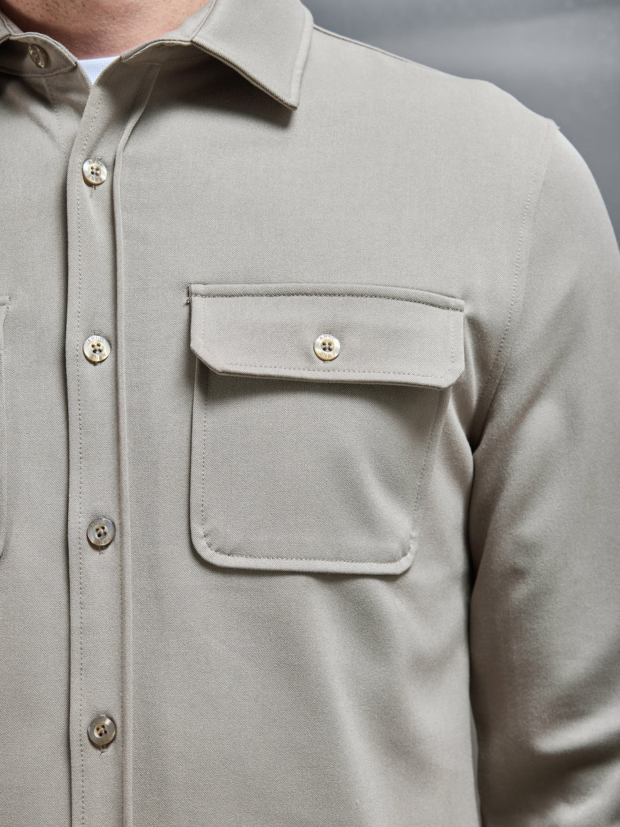 Textured Overshirt in Taupe