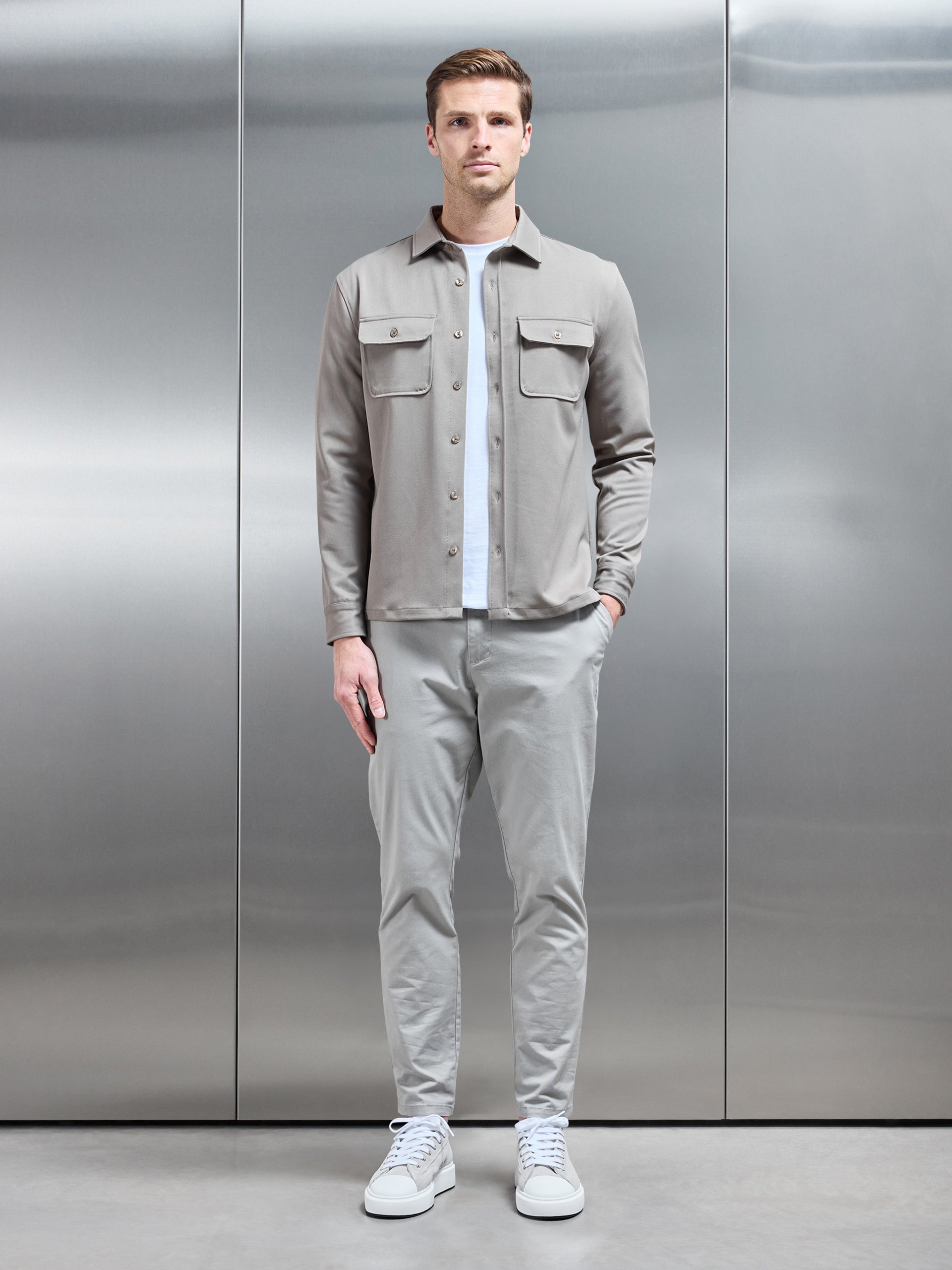 Textured Overshirt in Taupe