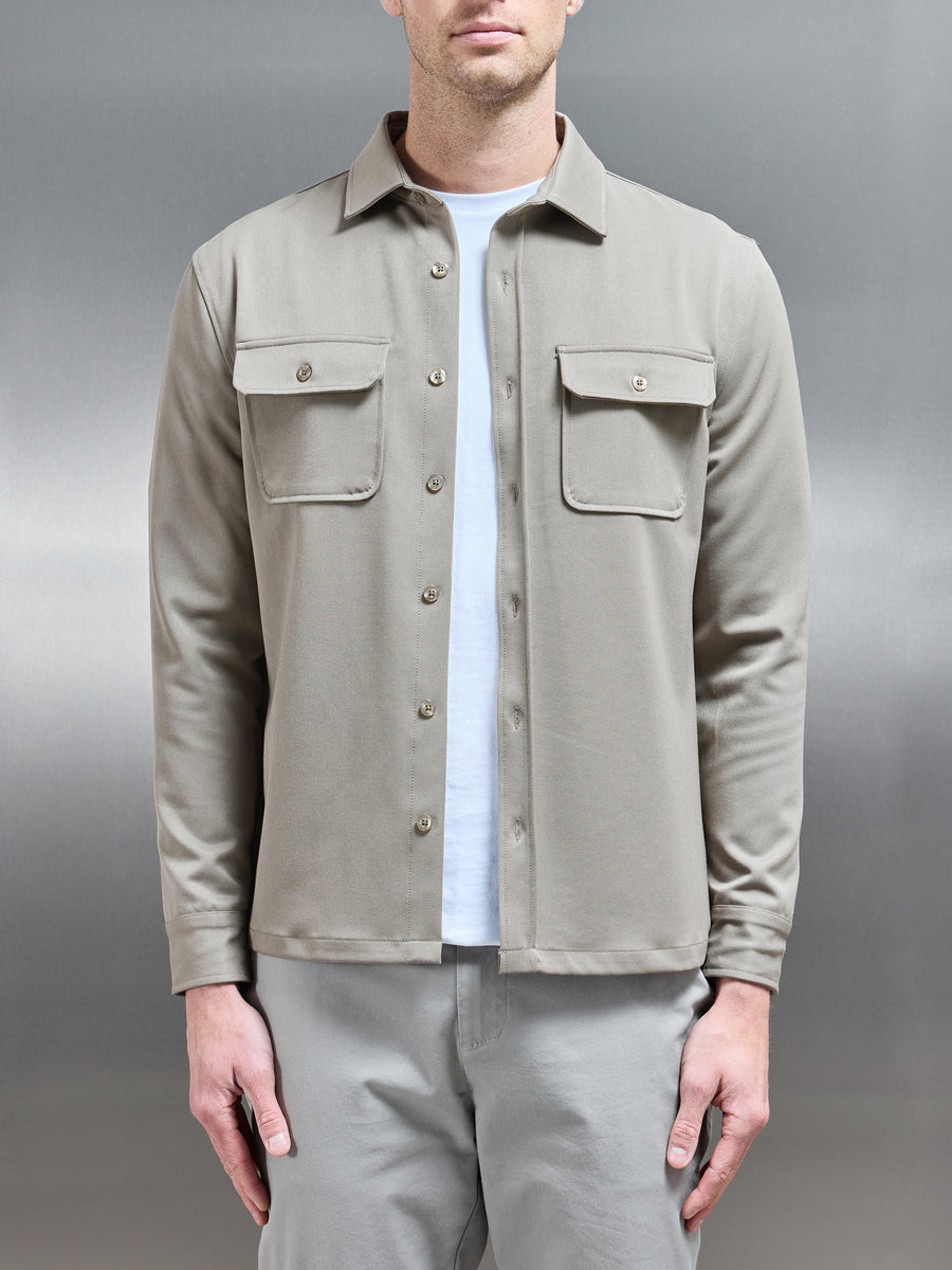 Textured Overshirt in Taupe