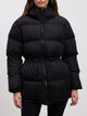 Womens Tie Waist Puffer Jacket in Black