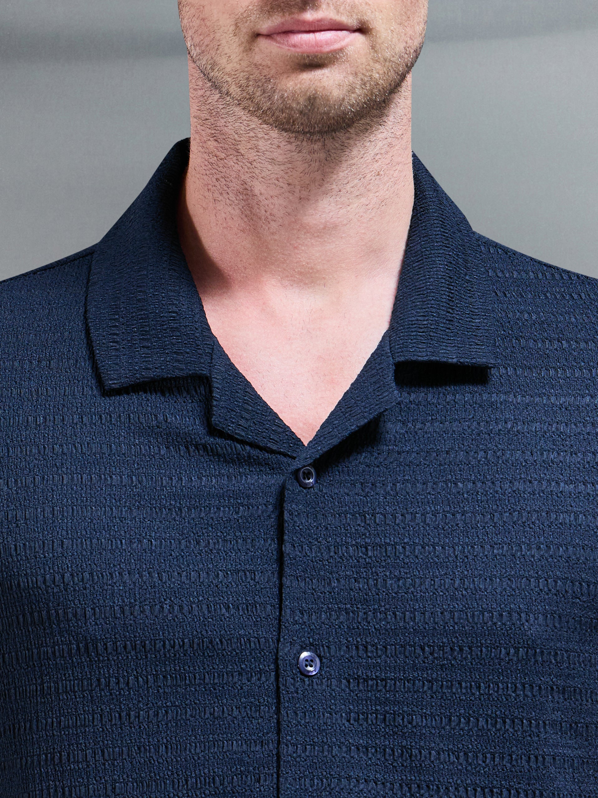To The Beach Revere Collar Shirt in Navy