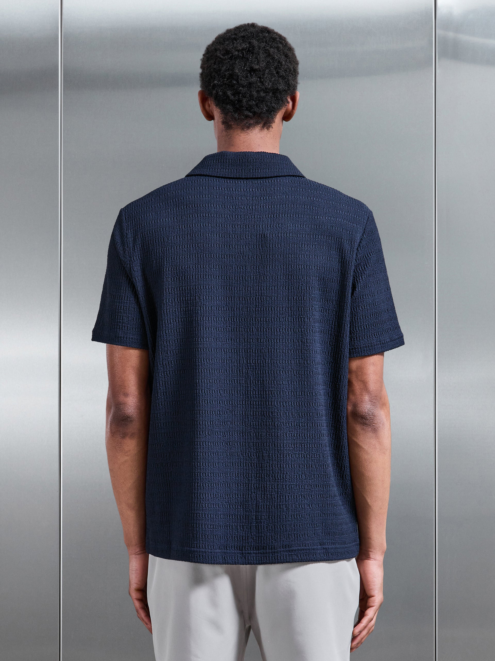 To The Beach Revere Collar Shirt in Navy