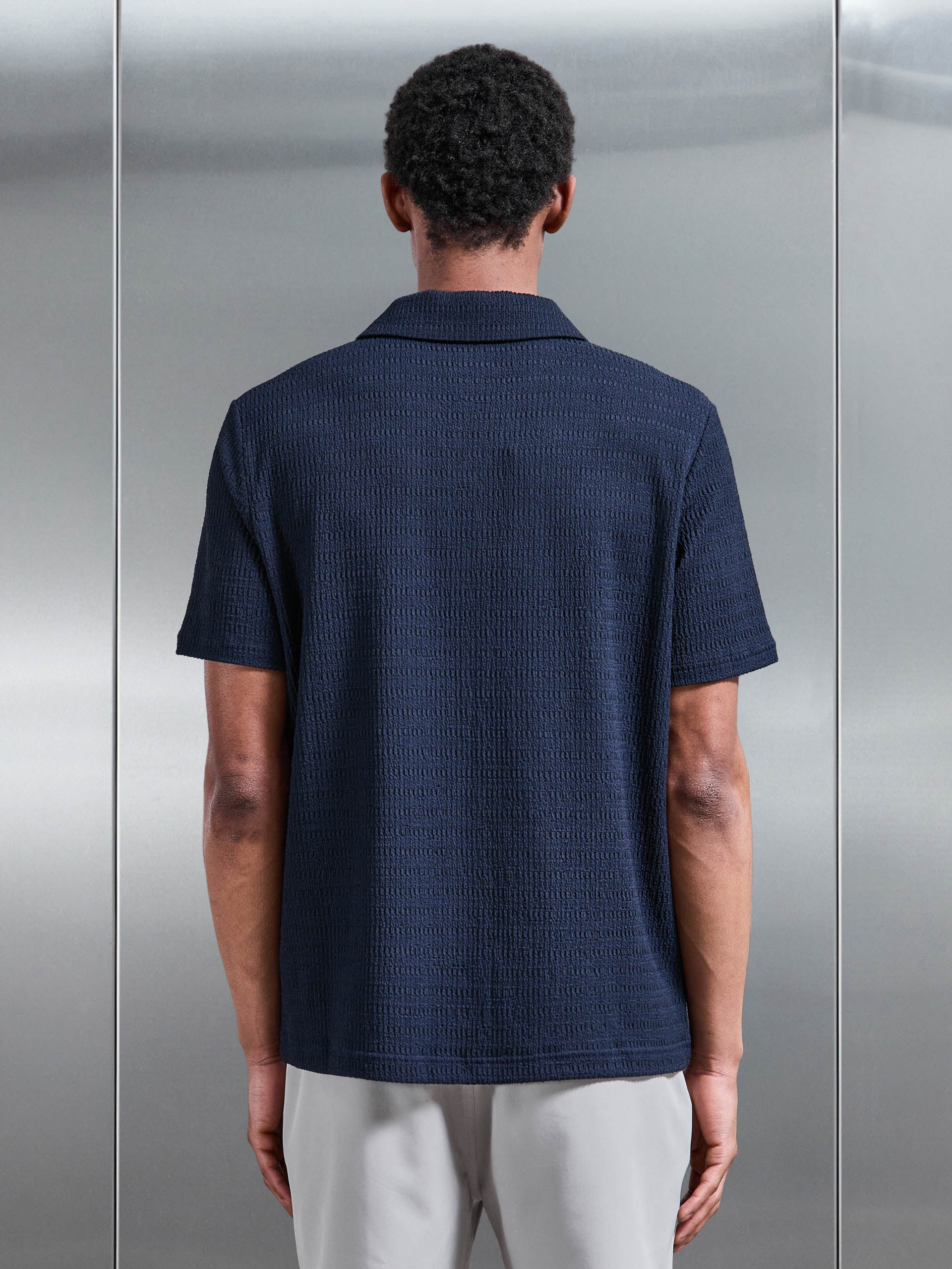 To The Beach Revere Collar Shirt in Navy