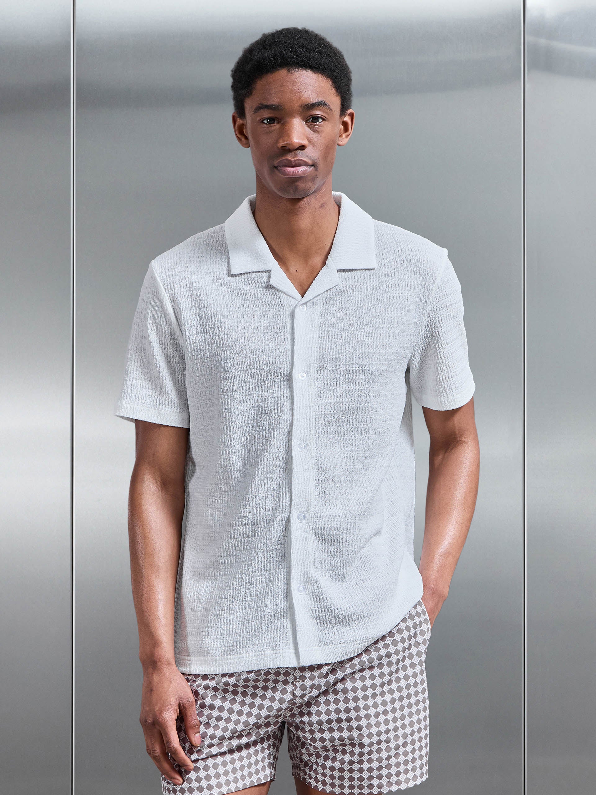To The Beach Revere Collar Shirt in White
