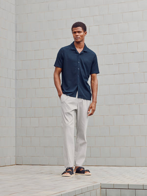 To The Beach Revere Collar Shirt in Navy