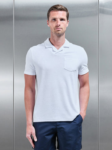 Towelling Revere Collar Polo Shirt in White