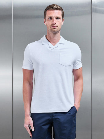 Towelling Revere Collar Polo Shirt in White
