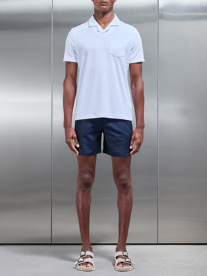 Towelling Revere Collar Polo Shirt in White
