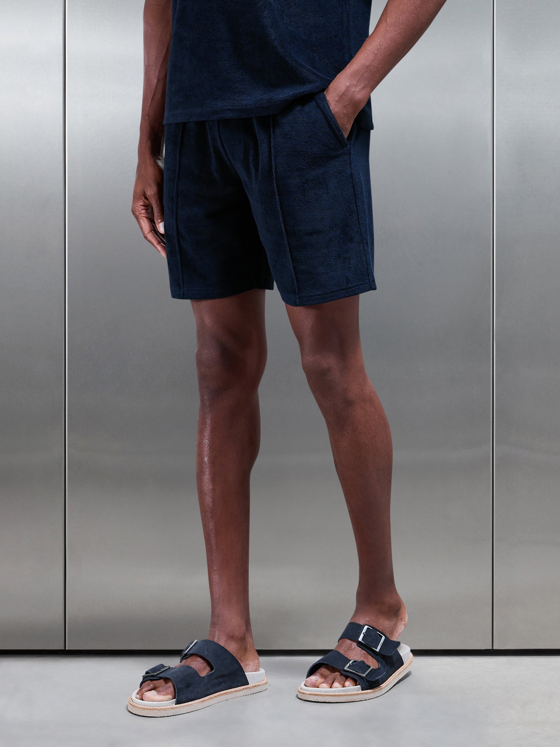 Towelling Short in Navy