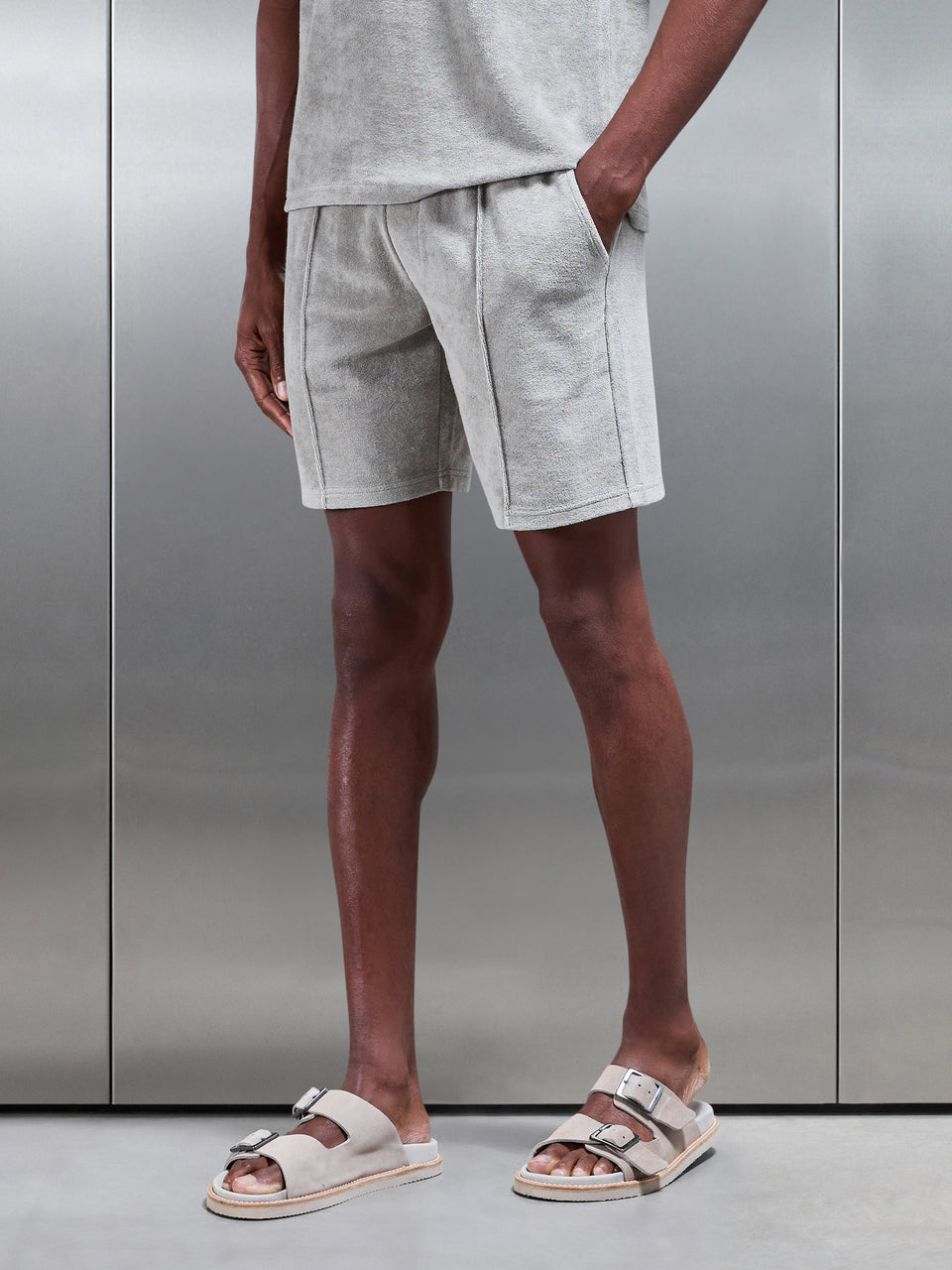 Towelling Short in Stone