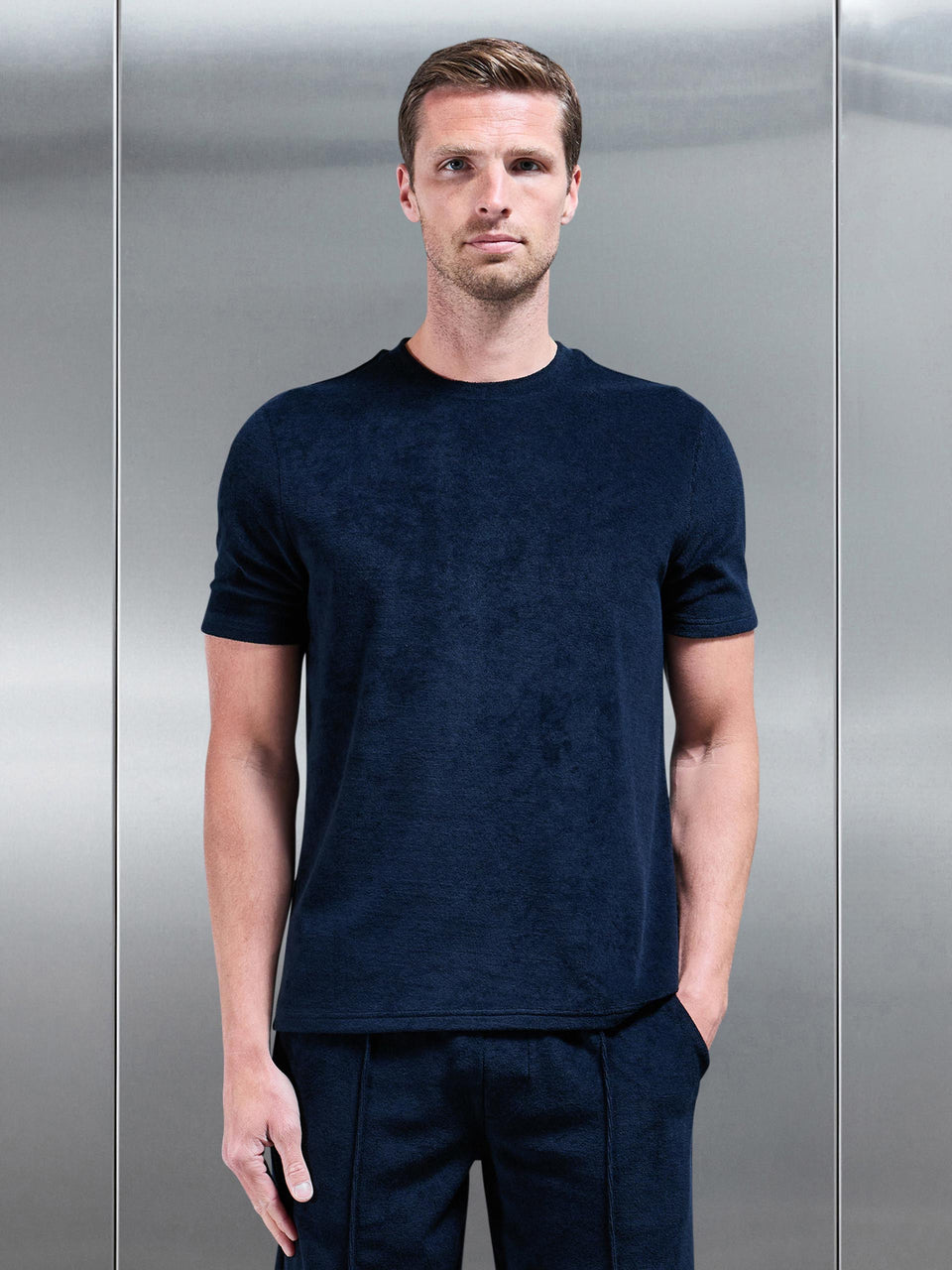 Towelling T-Shirt in Navy