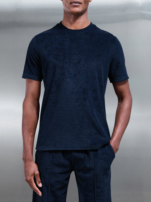 Towelling T-Shirt in Navy