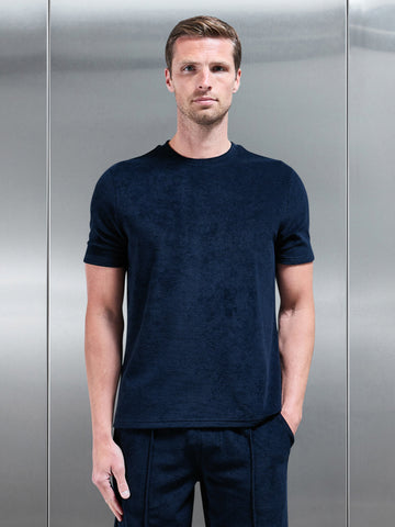 Towelling T-Shirt in Navy