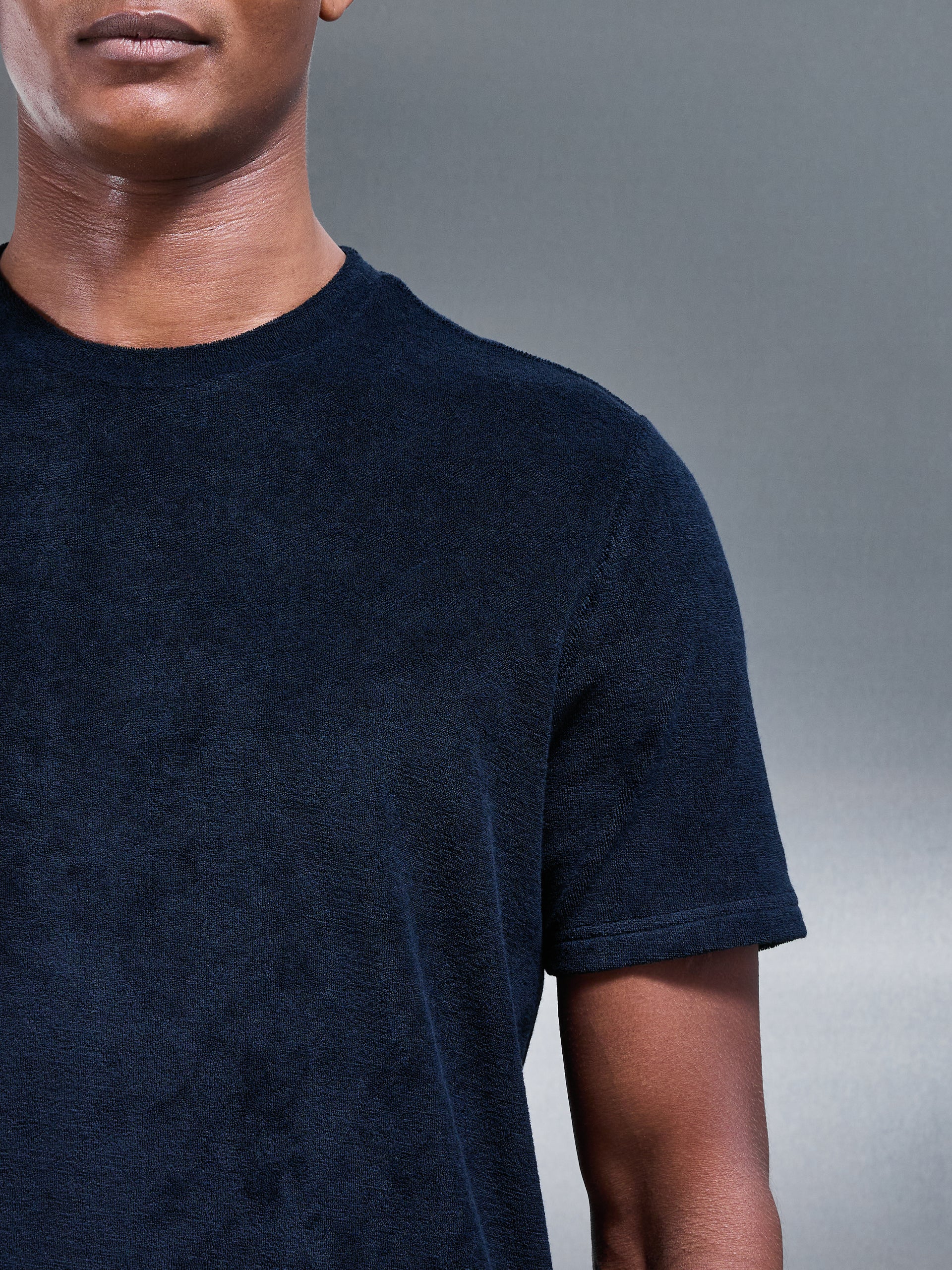 Towelling T-Shirt in Navy