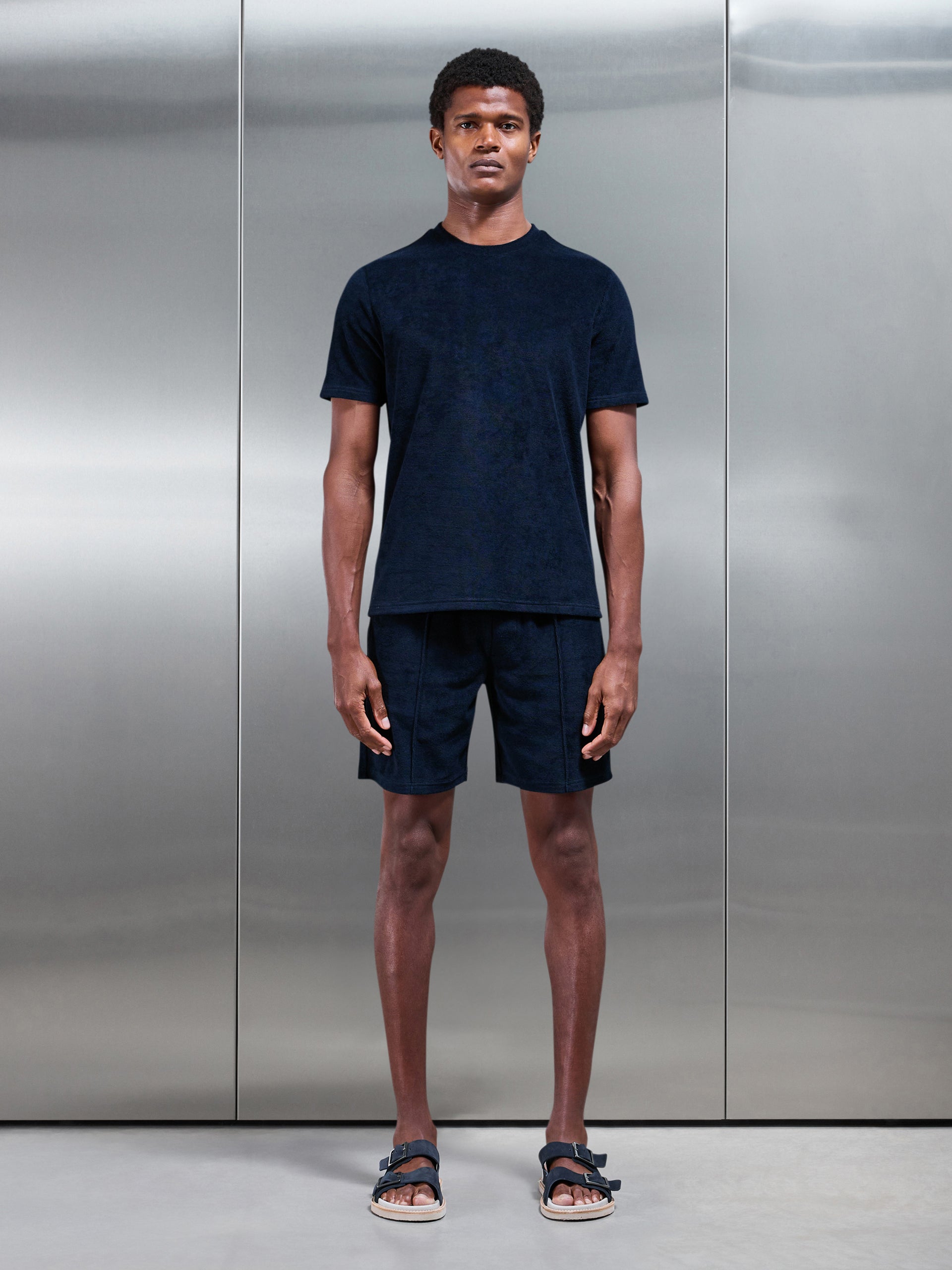 Towelling T-Shirt in Navy