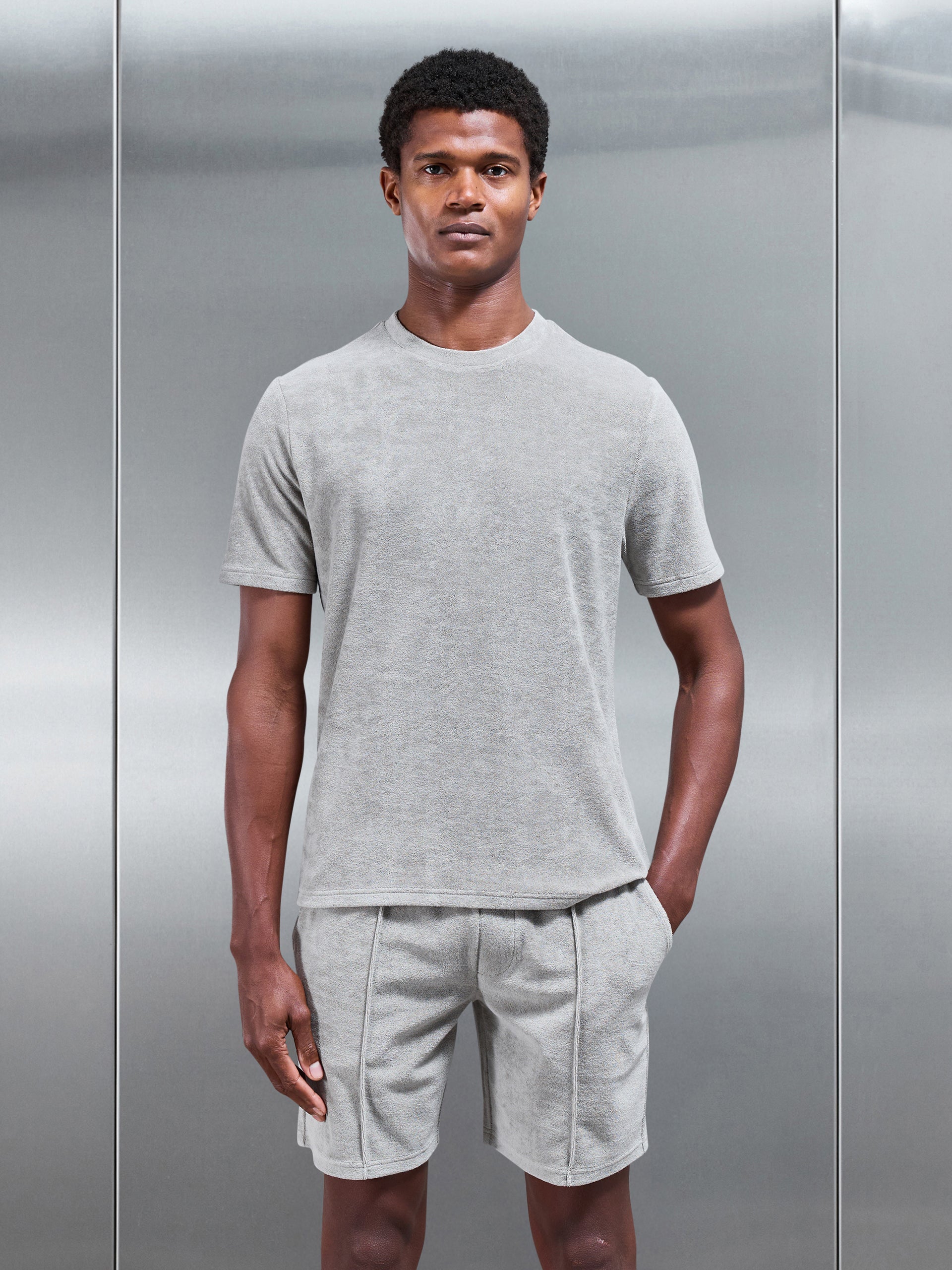 Towelling T-Shirt in Stone