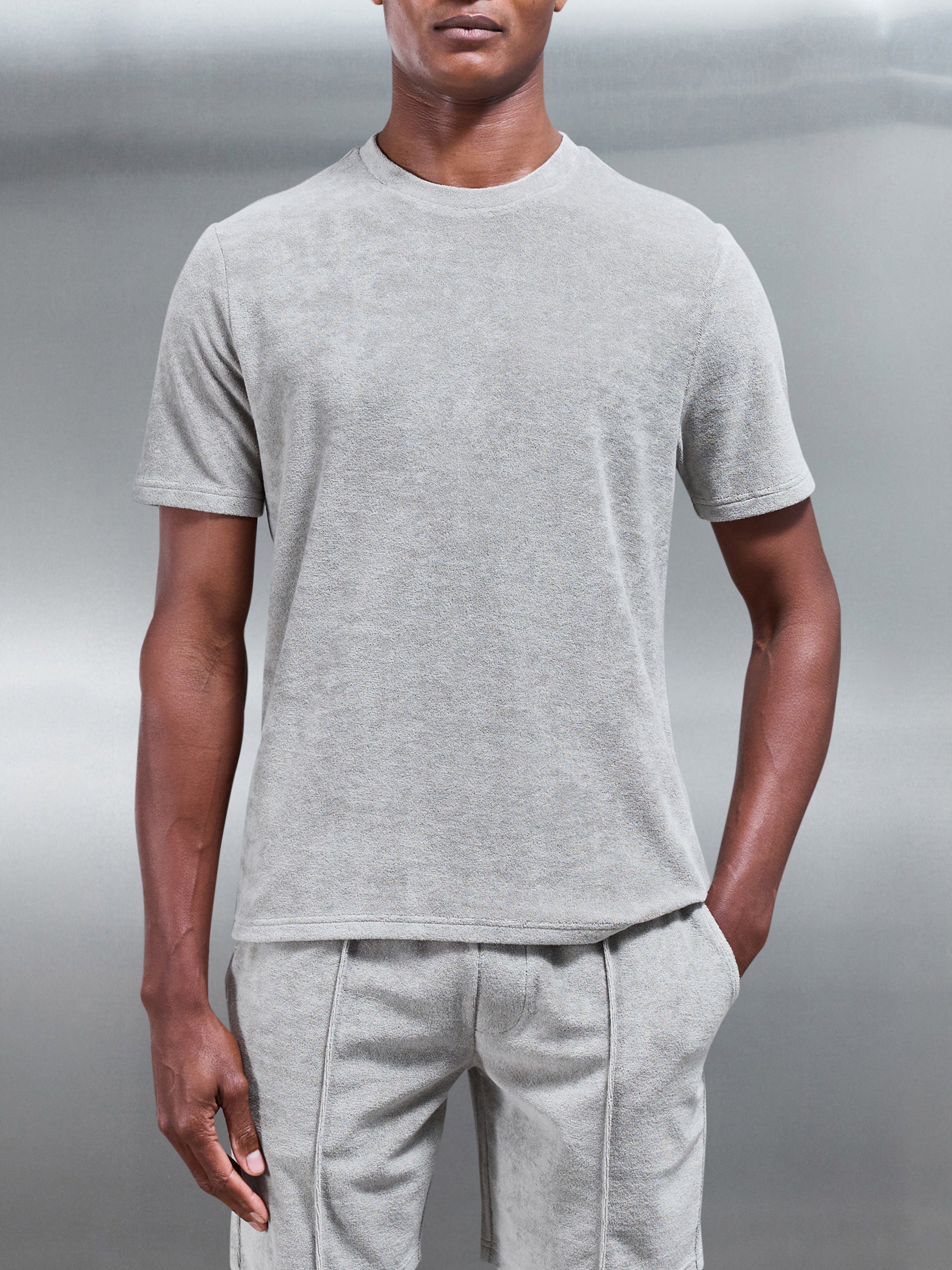Towelling T-Shirt in Stone
