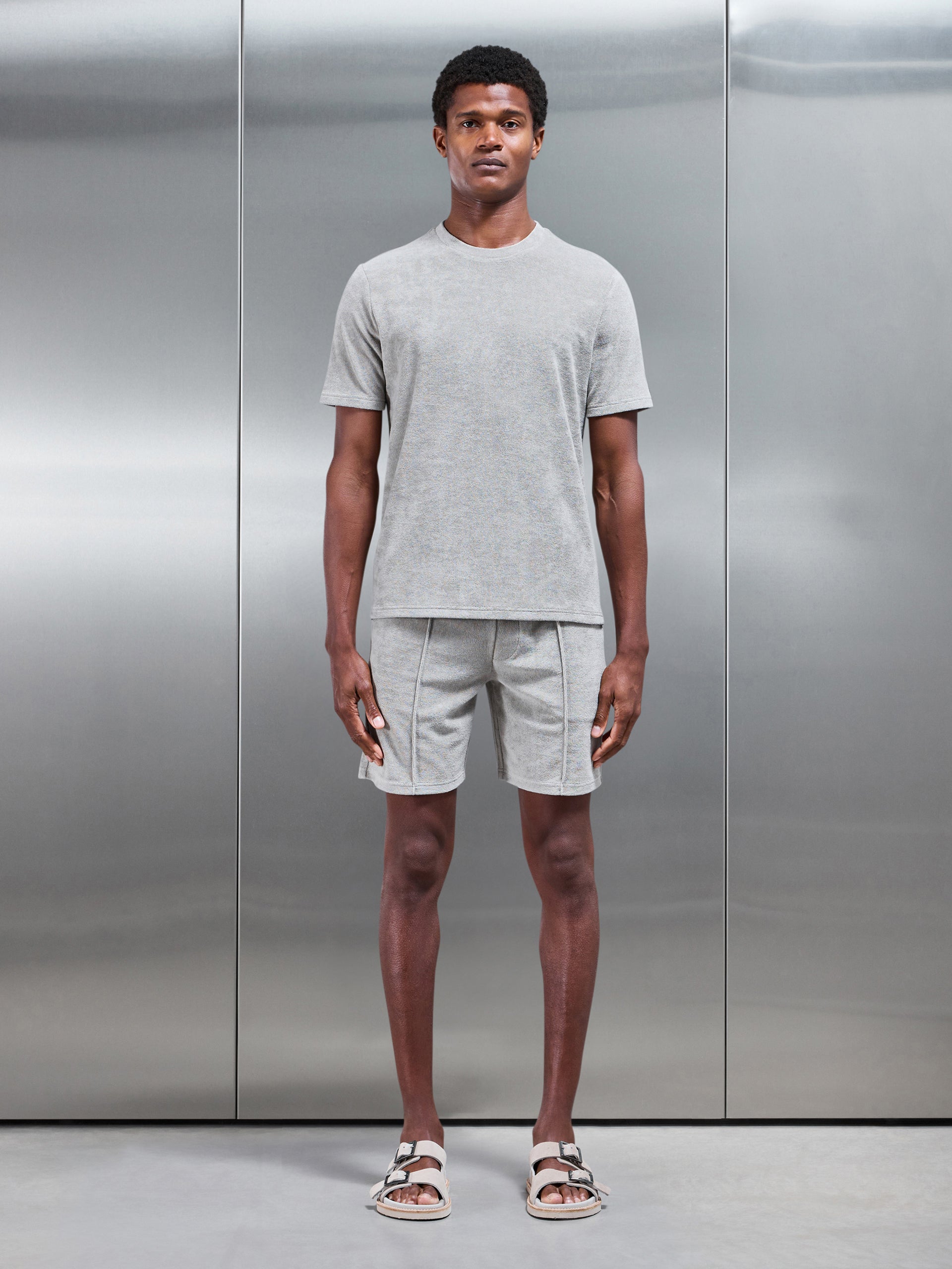 Towelling T-Shirt in Stone