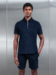 Towelling Zip Polo Shirt in Navy