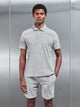 Towelling Zip Polo Shirt in Stone