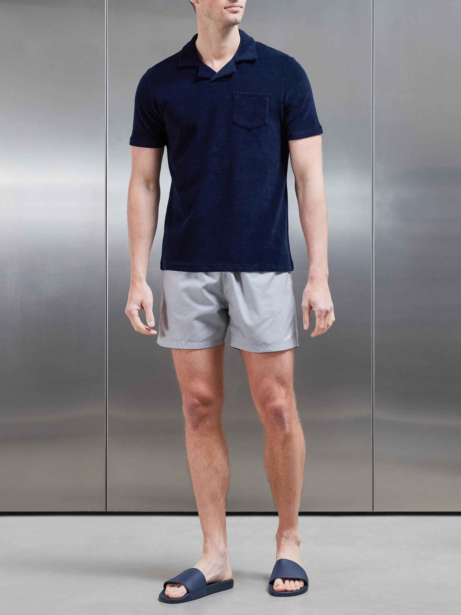 Towelling Revere Polo Shirt in Navy