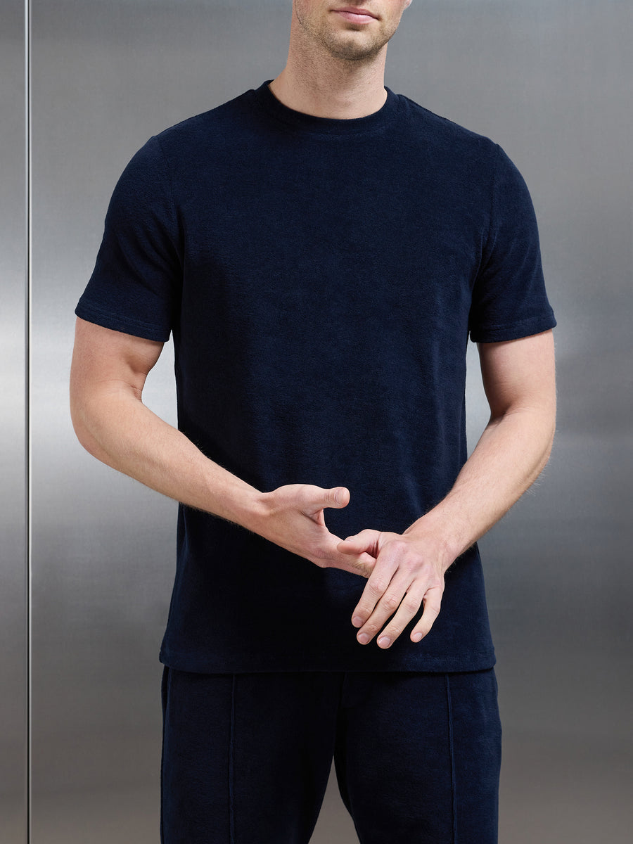 Towelling T-Shirt in Navy