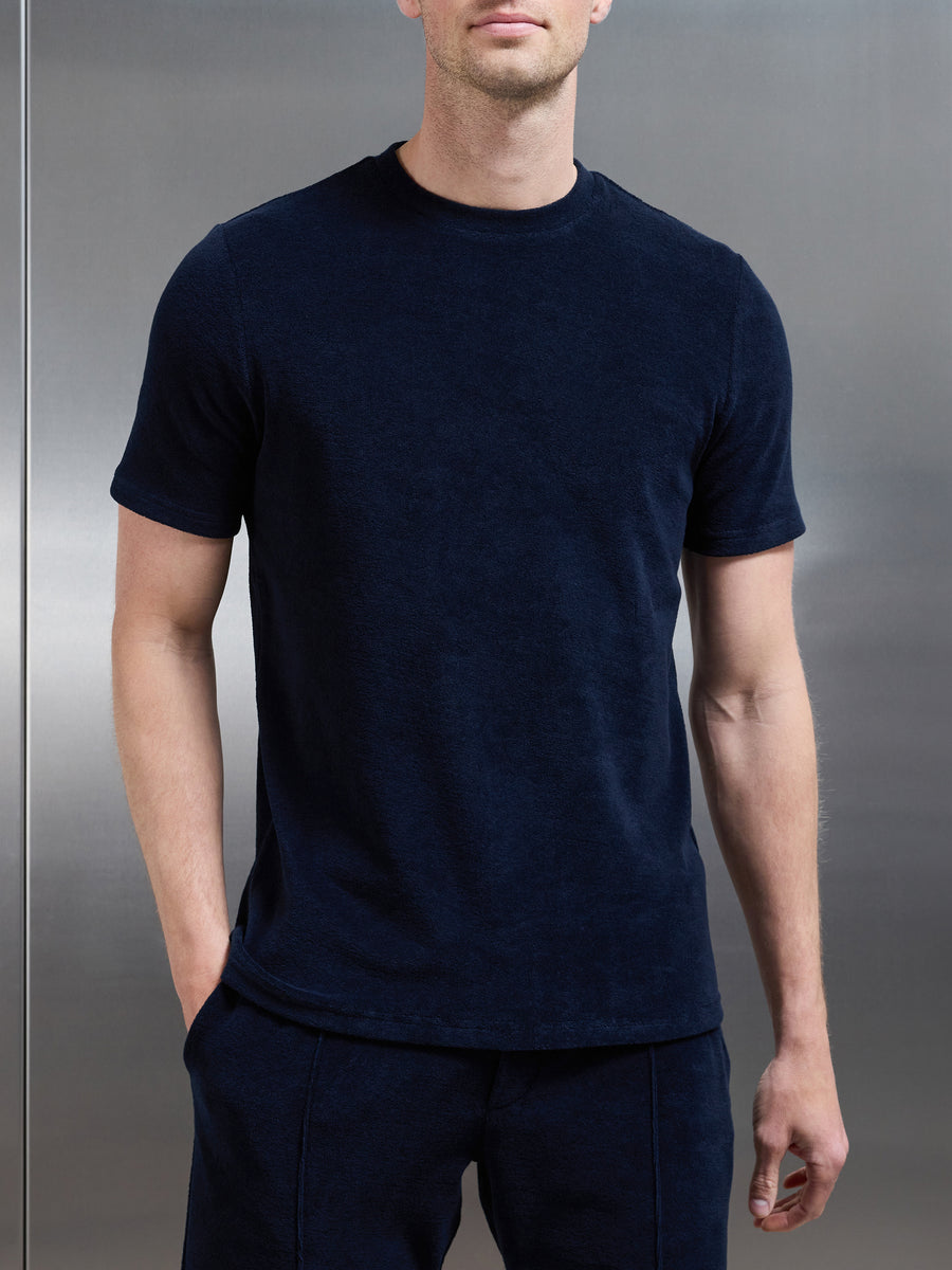 Towelling T-Shirt in Navy