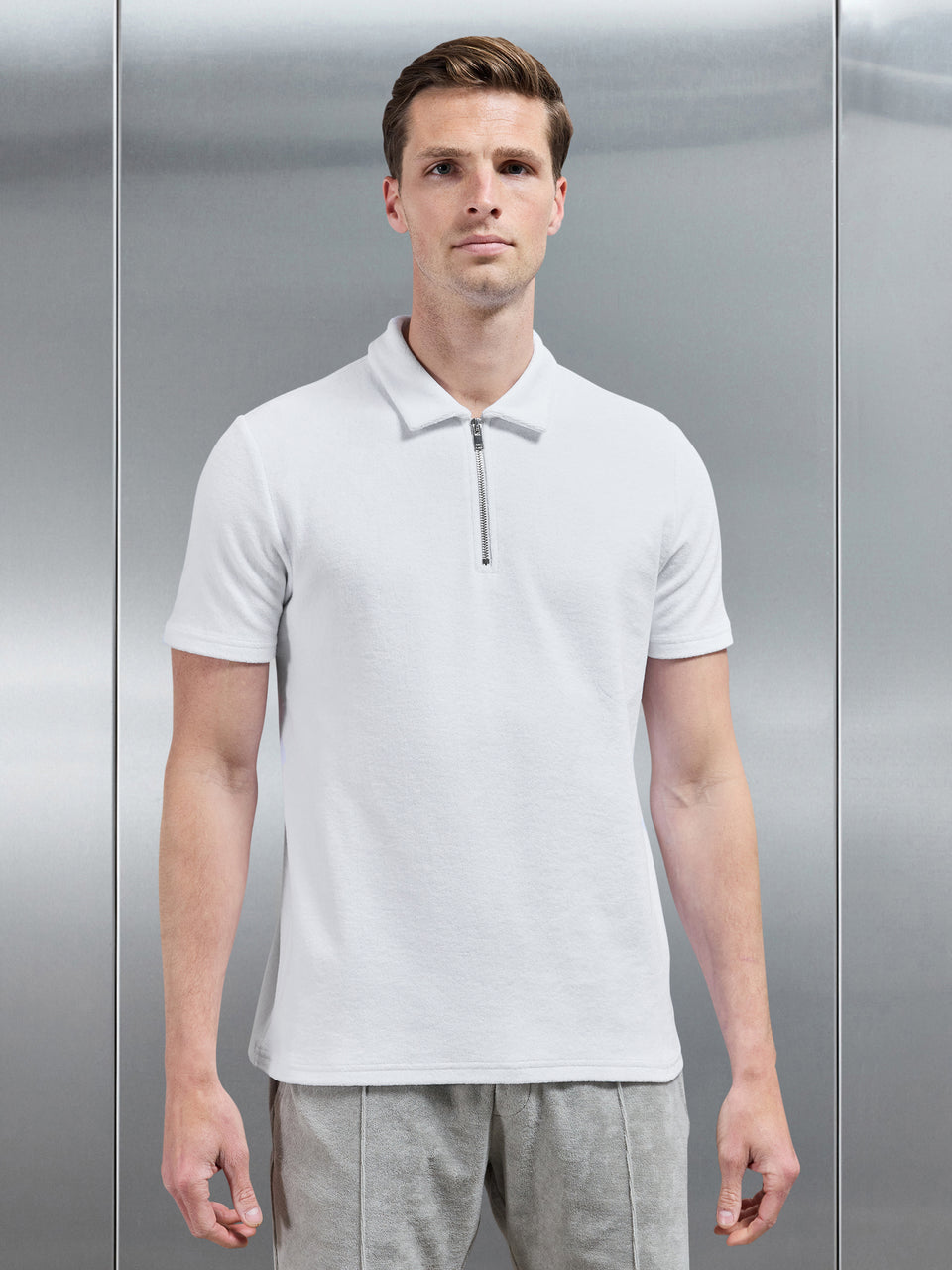 Towelling Polo Shirt in White