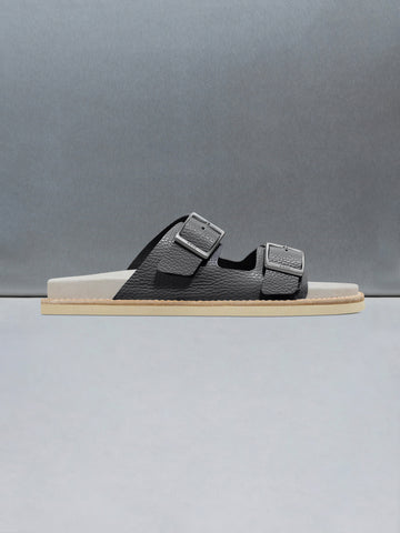 Tumbled Leather Sandal in Charcoal