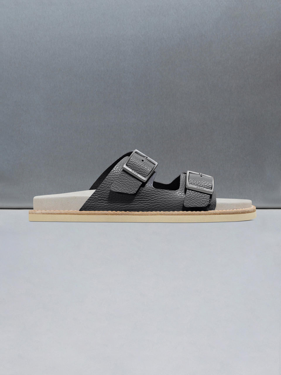 Tumbled Leather Sandal in Charcoal