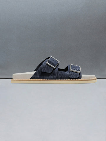 Tumbled Leather Sandal in Navy