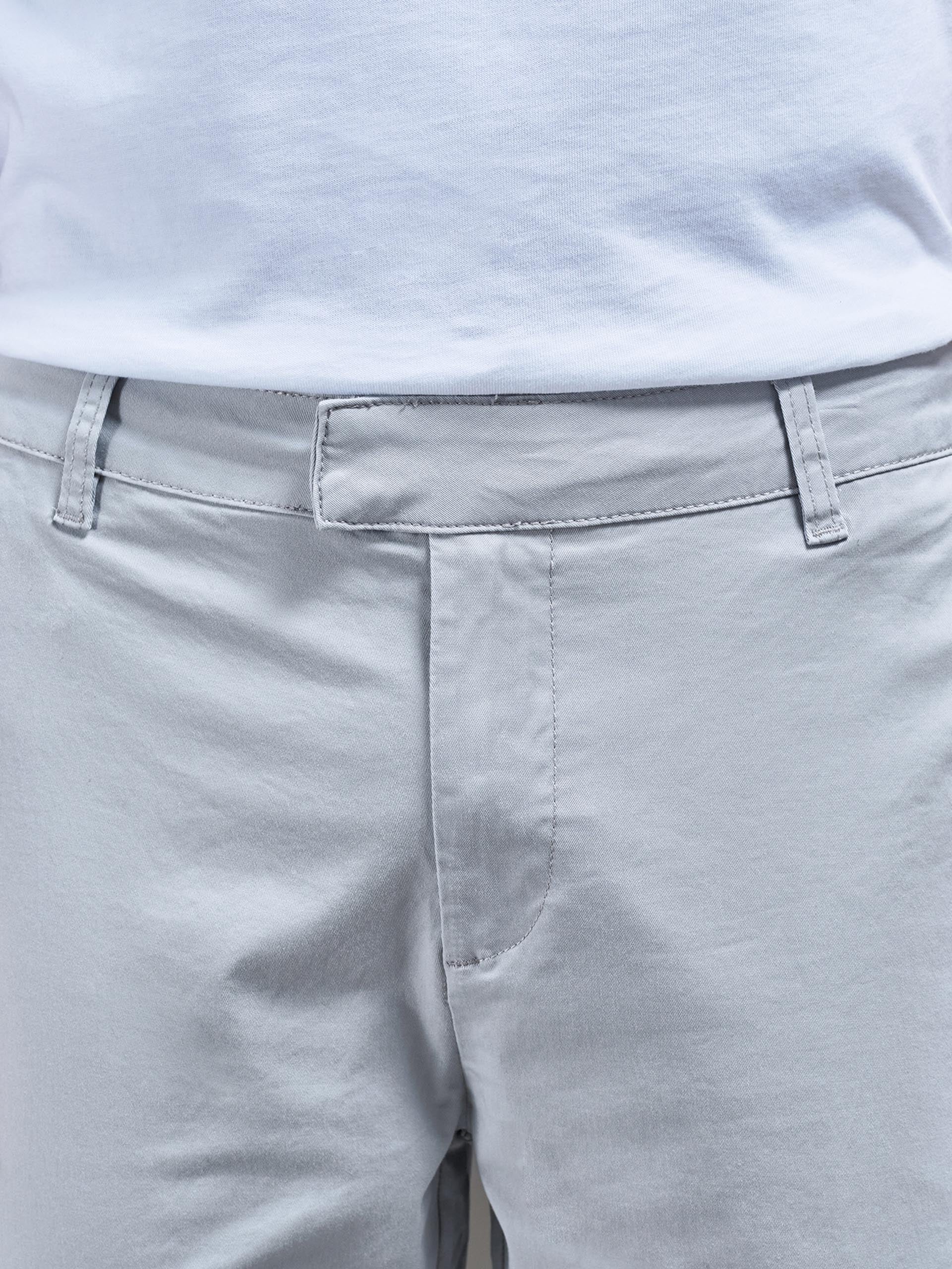 Slim Fit Tailored Chino Trouser in Mid Grey