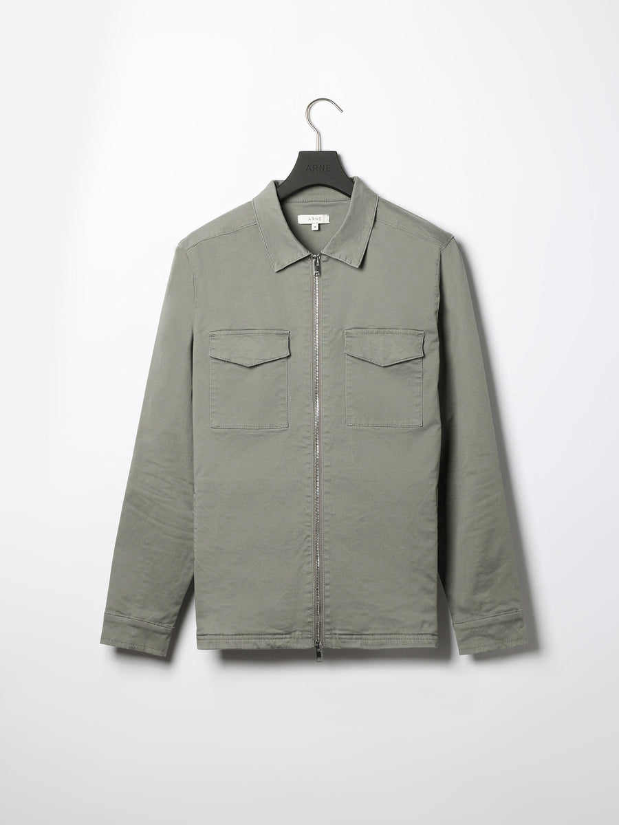 Tailored Cotton Cargo Jacket in Olive