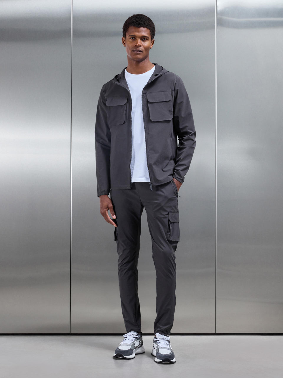 Utility Cargo Windbreaker in Grey
