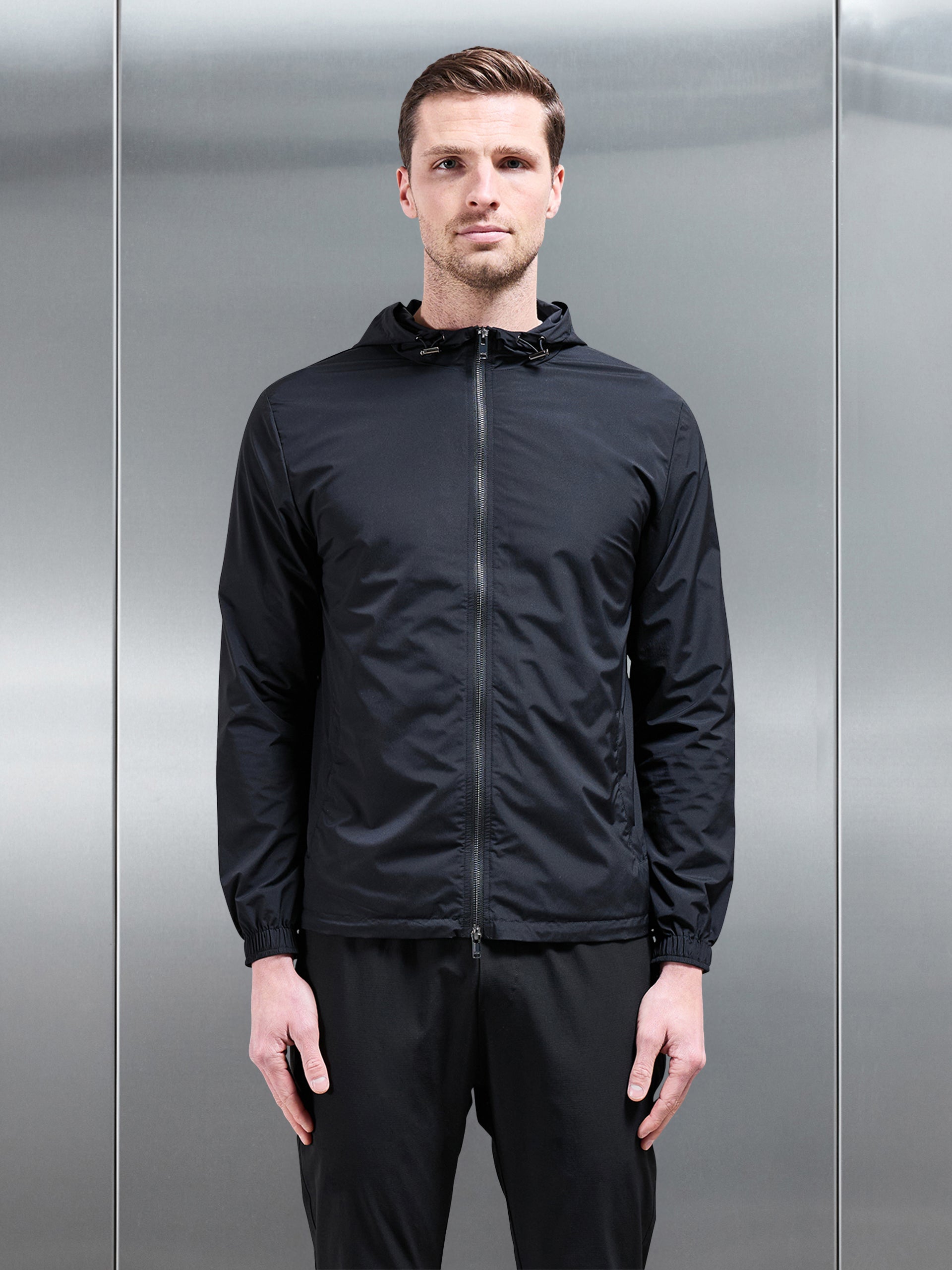 Utility Shell Windbreaker in Black